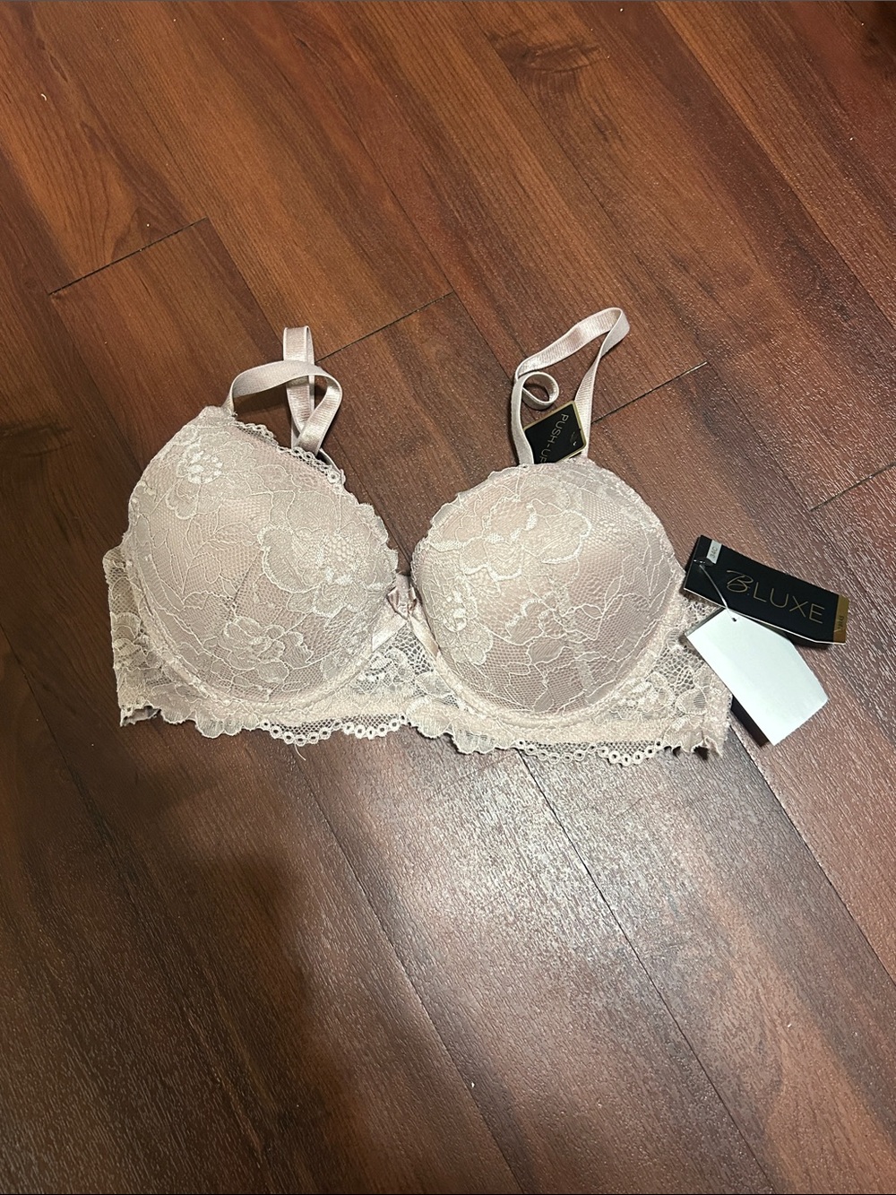🆕 Bluxe Bra 34C Pink Push-up  Lace Padded Underwire